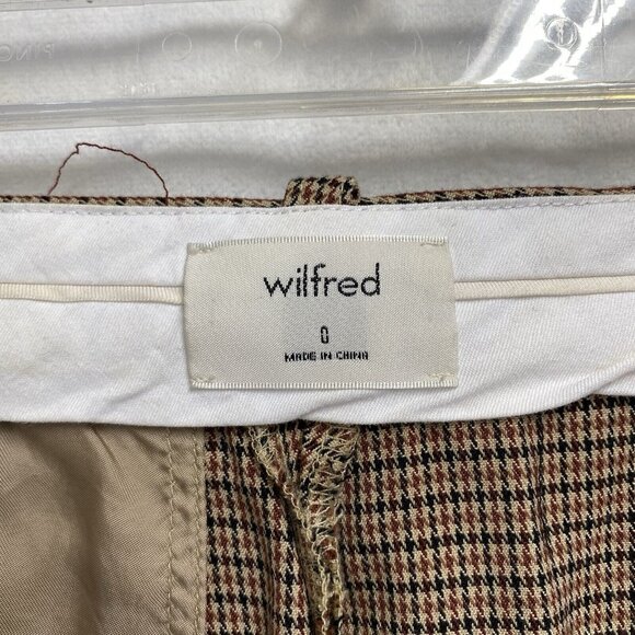 Wilfred High Waist Wide Leg Houndstooth Trouser Pants Women Sz 0 Beige Multi - Picture 7 of 16